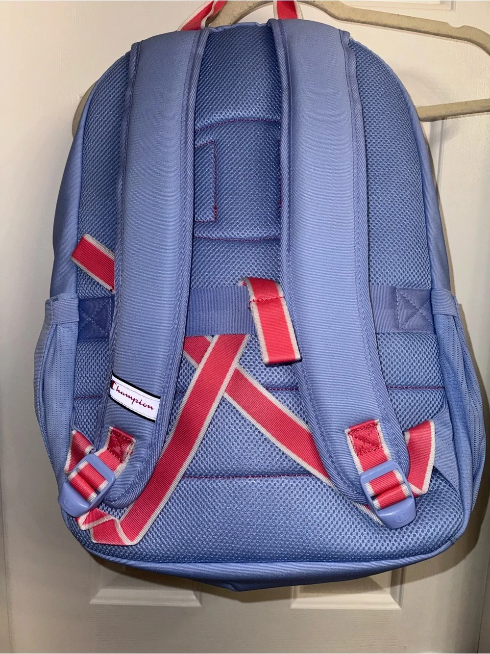 Champion Estate Kids Backpack in Blue with Pink Handle Holds up to 17